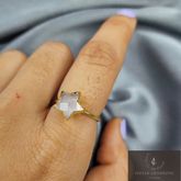 Natural Rose Quartz Ring, Handmade Jewelry, Self Love Stone Ring, Heling Crystal Jewelry, Electroplating Ring, Gift For Her, Gift Idea